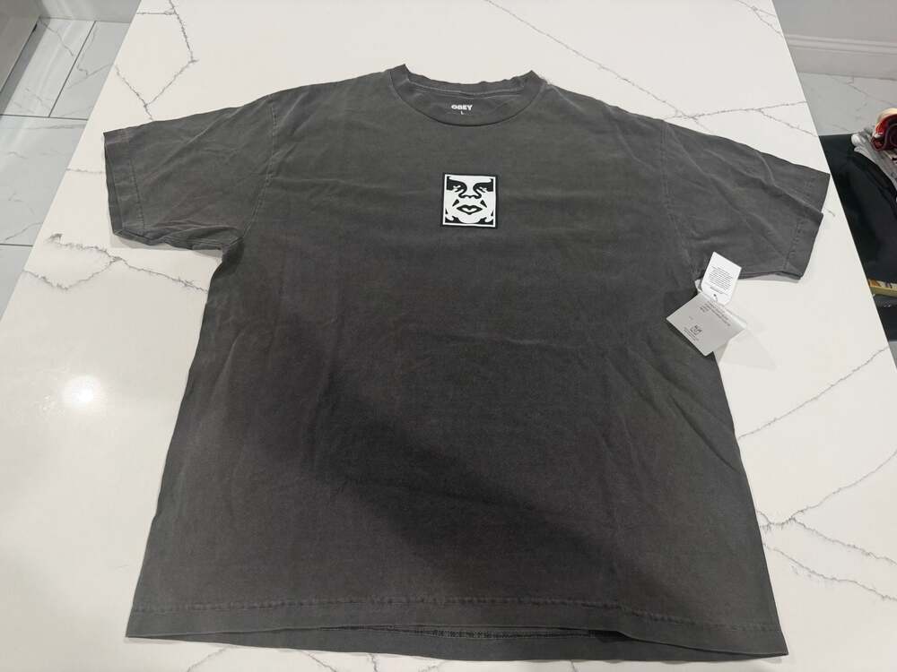 Obey Icon Face Pigment Dyed Heavyweight T-Shirt in Dusty Black